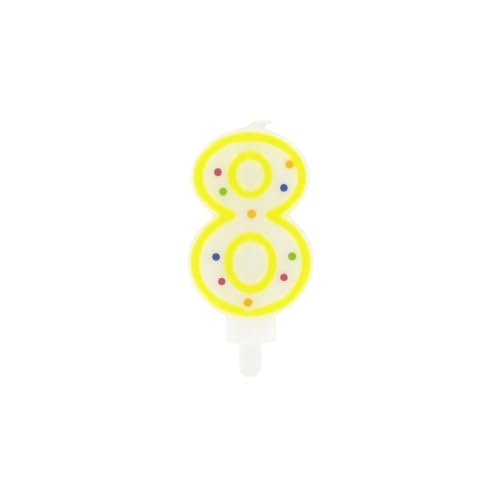 FACKELMANN Świeczka urodzinowa numeryczna nr 8 KITCHEN, Plastic, Gelb und Weiß von FACKELMANN