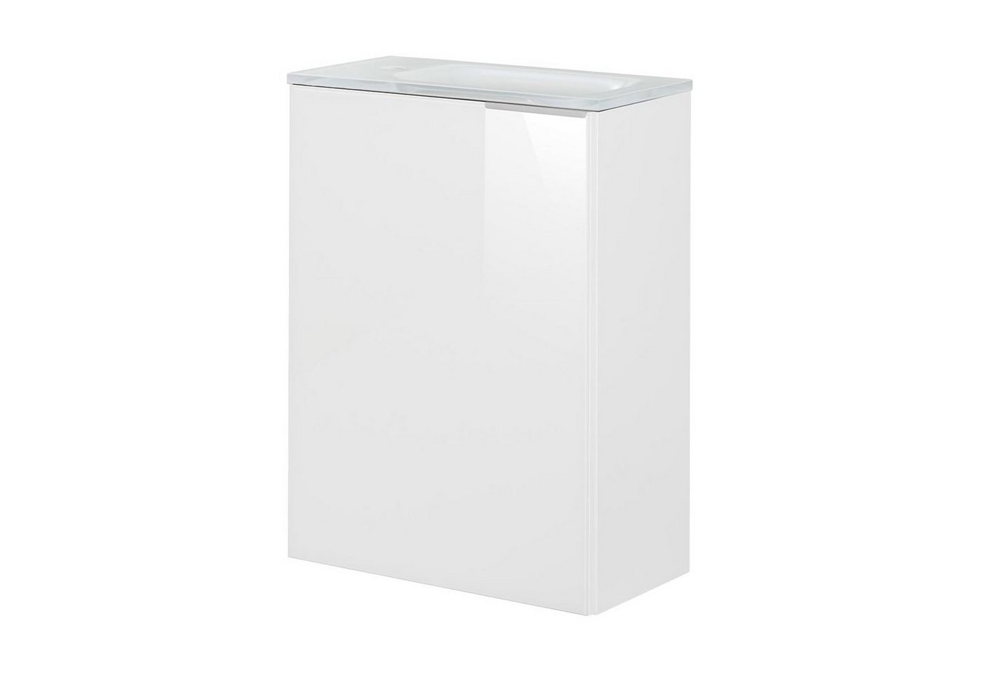 FACKELMANN Waschbecken Fackelmann KARA Gäste WC Set 3-teilig 45 cm, Weiß, links, Glas Weiß von FACKELMANN