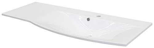 FACKELMANN Waschbecken Lugano/Waschtisch aus Gussmarmor/Maße (B x H x T): ca. 115 x 16 x 46 cm/hochwertiges Waschbecken für das Badezimmer/Ablage Links/Farbe: Weiß/Breite 115 cm von FACKELMANN