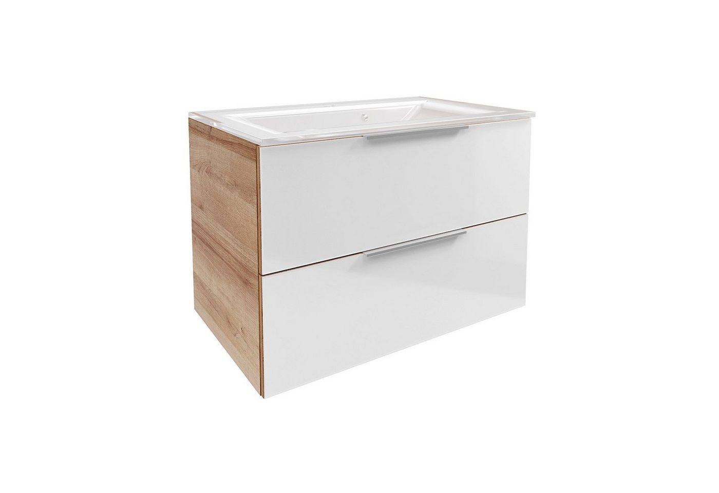 FACKELMANN Waschbeckenunterschrank B.Brillant Waschbeckenunterschrank + weißem Waschbecken aus Glas von FACKELMANN