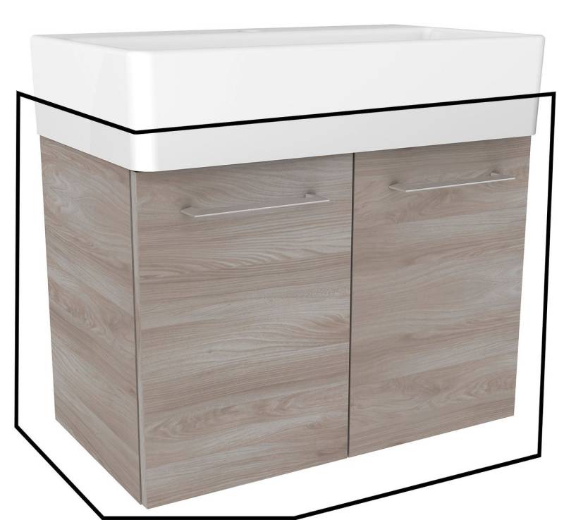 FACKELMANN Waschbeckenunterschrank Lima Waschtischunterschrank 59cm Korpusfarbe: Steinesche Frontfarbe: von FACKELMANN