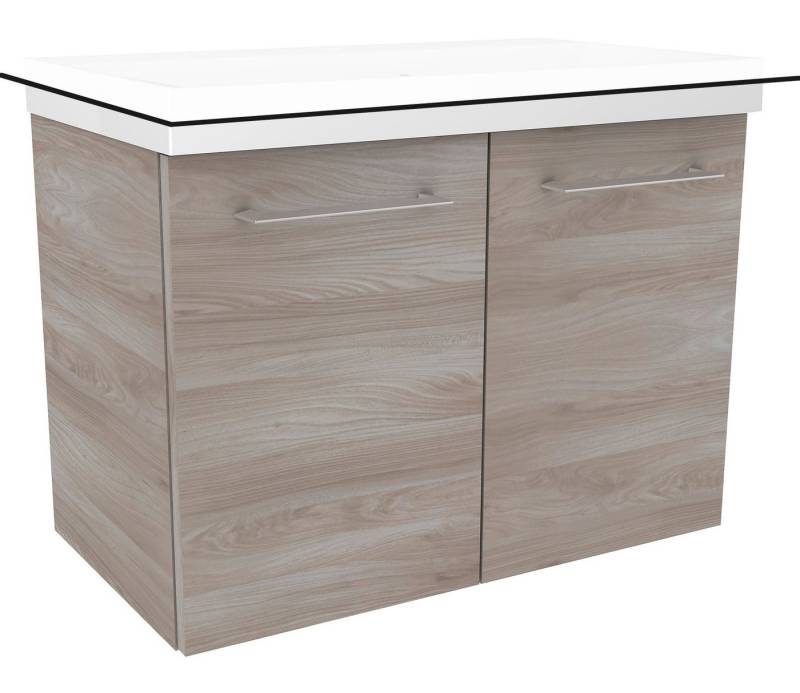 FACKELMANN Waschbeckenunterschrank Lima Waschtischunterschrank 60cm Korpusfarbe: Steinesche Frontfarbe: von FACKELMANN