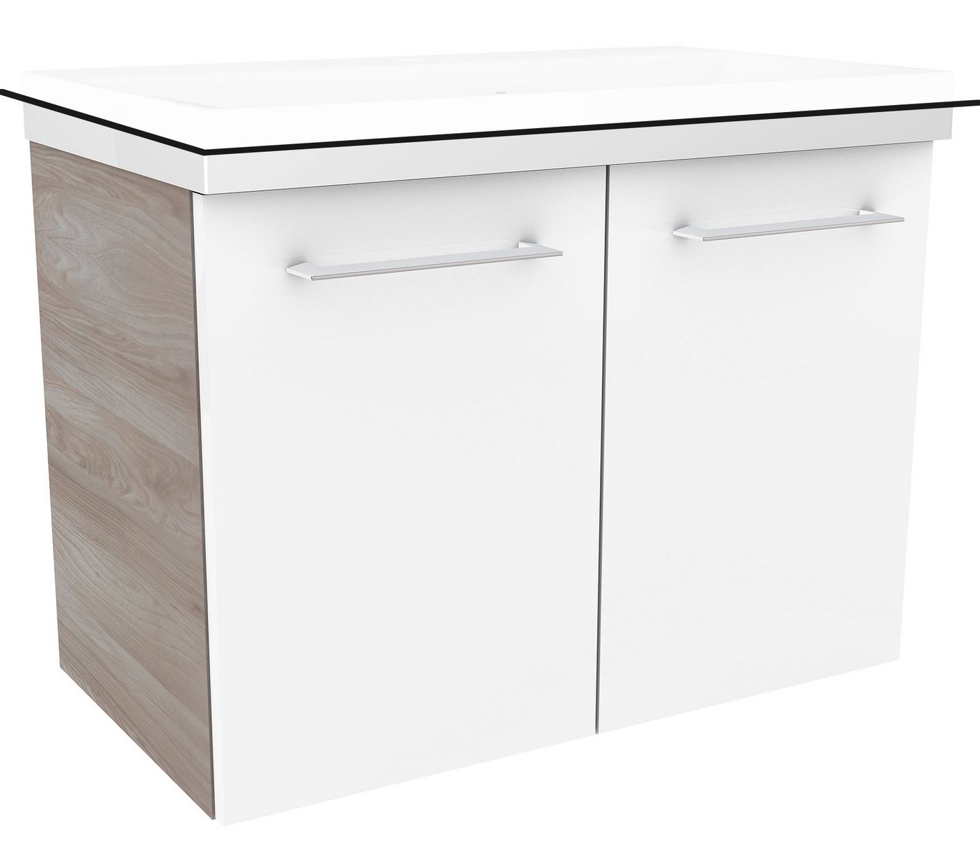 FACKELMANN Waschbeckenunterschrank Lima Waschtischunterschrank 60cm Korpusfarbe: Steinesche Frontfarbe: von FACKELMANN