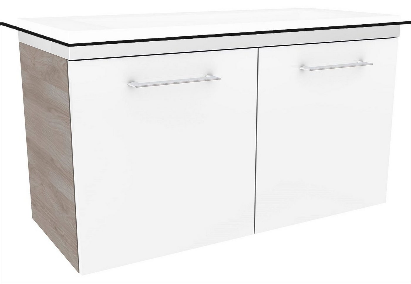 FACKELMANN Waschbeckenunterschrank Lima Waschtischunterschrank 80cm Korpusfarbe: Steinesche Frontfarbe: von FACKELMANN