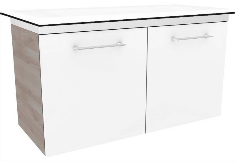 FACKELMANN Waschbeckenunterschrank Lima Waschtischunterschrank 80cm Korpusfarbe: Steinesche Frontfarbe: von FACKELMANN
