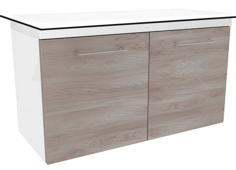 FACKELMANN Waschbeckenunterschrank Lima Waschtischunterschrank 80cm Korpusfarbe: Weiß Matt Frontfarbe: von FACKELMANN