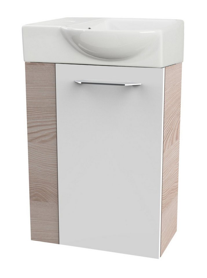 FACKELMANN Waschbeckenunterschrank Set SBC - Front Weiß hochglanz - Korpus Alaska Esche rechts - 45 x 71 FACKELMANN Waschbeckenunterschrank Set SBC - Front Weiß hochglanz - Korpus Alaska Esche rechts - 45 x 71 von FACKELMANN