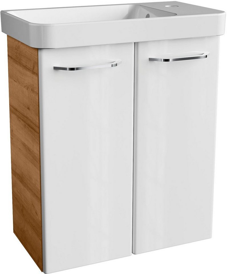 FACKELMANN Waschtisch Mini-Gäste-WC-Set MILANO (2-teilig), Badmöbel, Breite 55cm von FACKELMANN