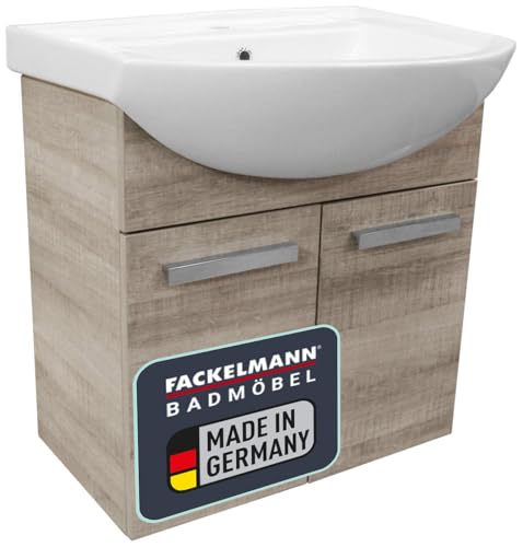 FACKELMANN Waschtischunterschrank A-VERO / Badschrank mit gedämpften Scharnieren / Maße (B x H x T): ca. 62,5 x 64 x 35 cm / hochwertiger Schrank fürs Bad / Korpus: Braun hell / Front: Braun hell von FACKELMANN