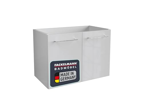 FACKELMANN Waschtischunterschrank Lima/Badschrank mit Soft-Close-System/Maße (B x H x T): ca. 59 x 42 x 33 cm/hochwertiger Badezimmerschrank/Korpus: Weiß/Front: Weiß Hochglanz von FACKELMANN