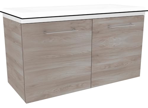 FACKELMANN Waschtischunterschrank Lima/Badschrank mit Soft-Close-System/Maße (B x H x T): ca. 80 x 42 x 35 cm/hochwertiger Badezimmerschrank/Korpus: Braun/Front: Braun von FACKELMANN