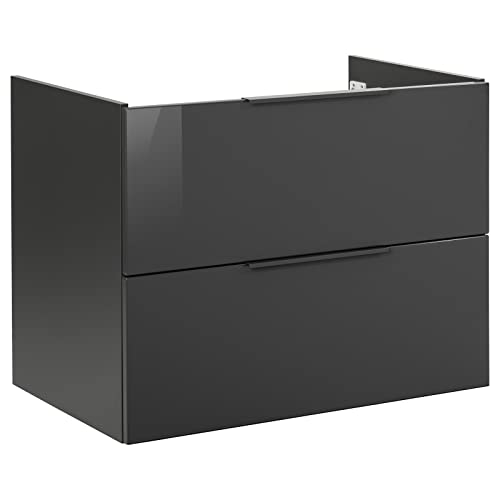 FACKELMANN Waschtischunterschrank Luna/hochwertiger Badschrank mit Soft-Close-System/Maße (B x H x T): ca. 80 x 60,5 x 49 cm/Waschbeckenunterschrank mit 2 Schubladen/Korpus & Front: Schwarz von FACKELMANN