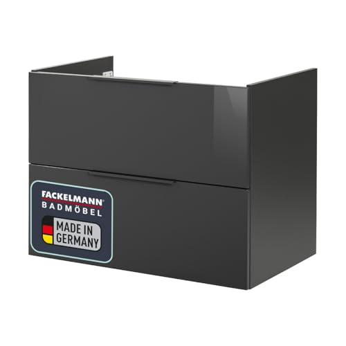 FACKELMANN Waschtischunterschrank Luna/hochwertiger Badschrank mit Soft-Close-System/Maße (B x H x T): ca. 80 x 60,5 x 49 cm/Waschbeckenunterschrank mit 2 Schubladen/Korpus & Front: Anthrazit von FACKELMANN
