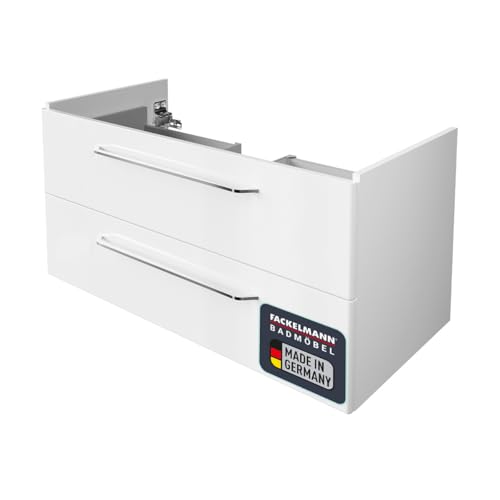 FACKELMANN Waschtisch-Unterschrank Milano/Badschrank mit Soft-Close-System/Maße (B x H x T): ca. 100 x 49,5 x 48 cm/Waschbeckenunterschrank mit 2 Schubladen/Korpus: Weiß/Front: Weiß von FACKELMANN