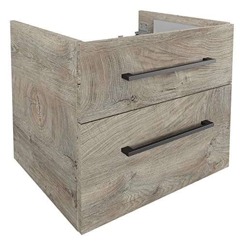 FACKELMANN Waschtischunterschrank Oxford/Badschrank mit Soft-Close-System/Maße (B x H x T): ca. 60 x 50,9 x 48,8 cm/hochwertiger Schrank fürs Bad mit 2 Schubladen/Korpus & Front: Braun hell von FACKELMANN