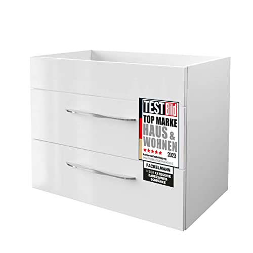 FACKELMANN Waschtischunterschrank SCENO/Badschrank mit Soft-Close-System/Maße (B x H x T): ca. 80 x 65,5 x 50 cm/hochwertiger Schrank fürs Bad mit 2 Schubladen/Korpus: Weiß/Front: Weiß von FACKELMANN
