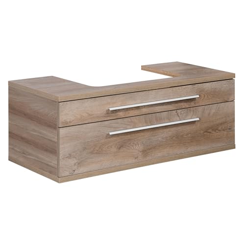 FACKELMANN Waschtischunterschrank Stanford mit Beckenausschnitt/Soft-Close-System/Maße (B x H x T): ca. 110 x 41 x 50 cm/hochwertiger Badschrank/Korpus: Braun hell/Front: Braun hell von FACKELMANN