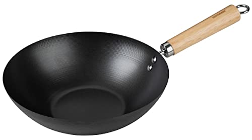 FACKELMANN Wokpfanne 26 cm – Wok zum Kochen, Schmoren und Braten – Für Gas-, Ceran- und Elektroherd geeignet – Hochwertiger Griff aus Akazienholz von FACKELMANN