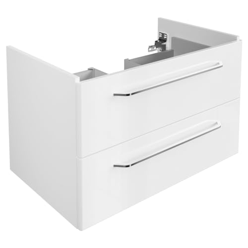 FACKELMANN Milano Waschbeckenunterschrank mit Schubladen – Unterschrank für Waschtisch im Bad (80 cm x 49,5 cm x 48 cm) – Badschrank hängend in Weiß von FACKELMANN