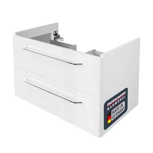 FACKELMANN Milano Waschbeckenunterschrank mit Schubladen – Unterschrank für Waschtisch im Bad (80 cm x 49,5 cm x 48 cm) – Badschrank hängend in Weiß von FACKELMANN