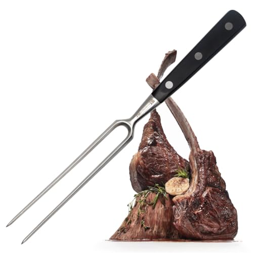 FMProfessional Fleischgabel für Steaks, Braten & Gemüse by Fackelmann – Grillgabel mit langen Zinken – Tranchiergabel zum Wenden und fixieren von Fleisch & Co, Silber von FACKELMANN