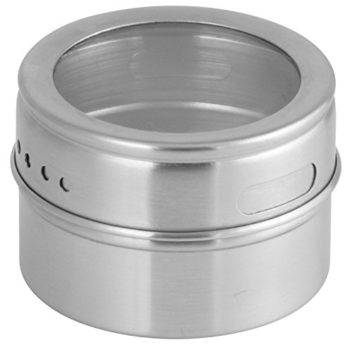 Fackelmann 42121 Magnetische Gewürzdose, Vorratsdose mit Streuöffnungen, Aufbewahrungsdose aus Edelstahl (Farbe: Silber/Transparent), Menge: 1 Stück von FACKELMANN