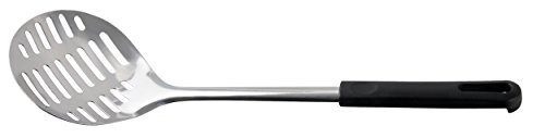Fackelmann Abseihlöffel 33 cm BLACK, Küchenhelfer aus Edelstahl, Schaumlöffel mit anti-Rutsch-Funktion (Farbe: Silber/Schwarz), Menge: 1 Stück von FACKELMANN