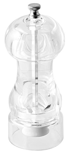Fackelmann Acrylmühle 14,5 cm, Salz- und Pfeffermühle mit verstellbarem Keramikmahlwerk, Gewürzmühle aus Acrylglas (Farbe: Transparent/Weiß/Silber), Menge: 1 Stück von FACKELMANN