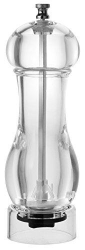 Fackelmann Acrylmühle 19,5 cm, Salz- und Pfeffermühle mit verstellbarem Keramikmahlwerk, Gewürzmühle aus Acrylglas (Farbe: Transparent/Weiß/Silber), Menge: 1 Stück von FACKELMANN