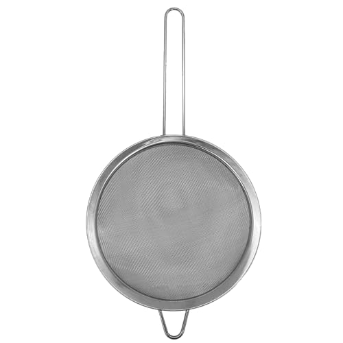 Fackelmann INITIAL Sieb aus Edelstahl, feines Metallgeflecht mit Rand, langer Griff, zum Sieben von Sieben und Abtropfen, Abtropfgestell für Lebensmittel, Nudel- und Reissieb, großes Sieb mit 20 cm von FACKELMANN
