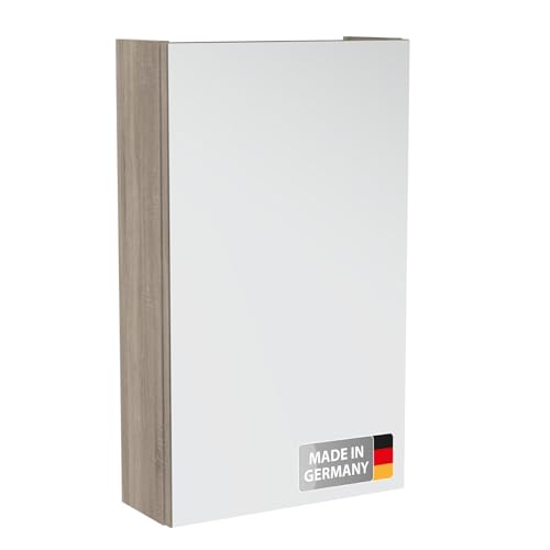 Fackelmann Easy Spiegelschrank in Hellbraun – 40 cm Breite, Dekor Sonoma Eiche, 1 Einlegeboden, Natürliches Design und praktischer Stauraum – Made in Germany von FACKELMANN