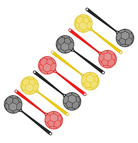 Fackelmann Fliegenklatsche Fußball Tecno, Insektenschutz mit Aufhängöse zur WM (Farbe: Schwarz, Gelb, Rot - Nicht frei wählbar), Menge: 1 x 10er Set von FACKELMANN