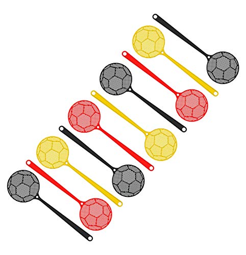 Fackelmann Fliegenklatsche Fußball Tecno, Insektenschutz mit Aufhängöse zur EM (Farbe: Schwarz, Gelb, Rot - Nicht frei wählbar), Menge: 1 x 10er Set von FACKELMANN