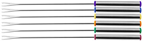 Fackelmann Fonduegabeln, Fonduebesteck aus Edelstahl, Fonduespieße mit farbigen Kunststoffgriffen (Farbe: Silber), Menge: 6 Stück von FACKELMANN
