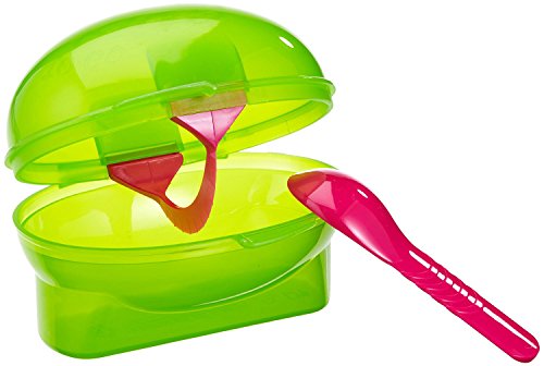 Fackelmann Kiwibox 3-in-1, kleine Snack-Box in Kiwiform mit Löffel und Schneider - ideale Transportbox für unterwegs (Farbe: Grün/Pink), Menge: 1 Stück von FACKELMANN