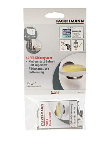 Fackelmann Klebesystem für Badaccessoires, Super-Kleber für Badzubehör, superfester Halt, rückstandlose Entfernung (Farbe: Weiß), Menge: 6 Gramm von FACKELMANN