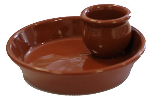 Fackelmann Kleine Olivenschale aus Keramik, Olivenschale aus Ton mit Behälter für Olivenknochen, Vorspeisenteller, natürliche Farbe, Ø 13 x 5 cm, 1 Stück von FACKELMANN