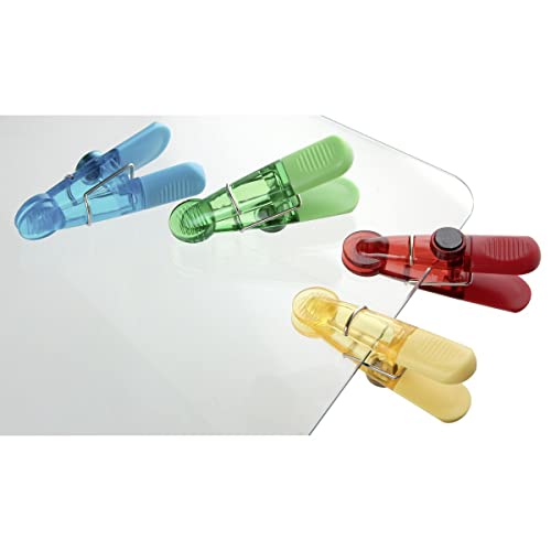 Fackelmann Magnetclips TECNO, Verschlussclips aus Kunststoff, Verschlussklammern mit Magnet (Farbe: Rot, Gelb, Blau, Grün), Menge: 4 Stück von FACKELMANN