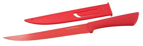 Fackelmann NIROSTA Filiermesser HAPPY, Filetiermesser mit Edelstahlklinge, Ausbeinmesser mit Klingenschutz (Farbe: Rot), Menge: 1 Stück von FACKELMANN