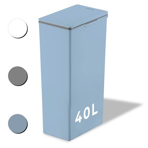 Fackelmann OSLO Touch Abfallsammler 40L, Stahlblau – Ideal als Mehrfachsammler, leicht & robust mit sanfter Touch-Öffnung Fackelmann OSLO Touch Abfallsammler 40L, Stahlblau – Ideal als Mehrfachsammler, leicht & robust mit sanfter Touch-Öffnung von FACKELMANN