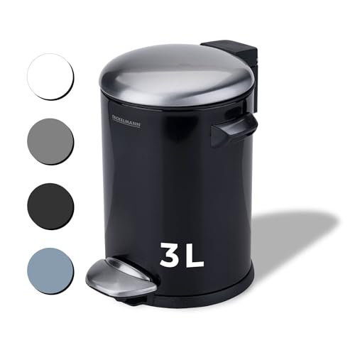 Fackelmann PARIS Pedal-Abfallsammler 3L Black mat – Eleganter Abfalleimer in Schwarz matt, Integrierte Beutelhalterung, 2 Tragegriffe, Geeignet für Bad und Gäste-WC Fackelmann PARIS Pedal-Abfallsammler 3L Black mat – Eleganter Abfalleimer in Schwarz matt, Integrierte Beutelhalterung, 2 Tragegriffe, Geeignet für Bad und Gäste-WC von FACKELMANN