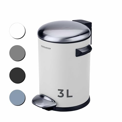 Fackelmann PARIS Pedal-Abfallsammler 3L White mat – Eleganter Abfalleimer in Weiß, Integrierte Beutelhalterung, 2 Tragegriffe, Geeignet für Bad und Gäste-WC Fackelmann PARIS Pedal-Abfallsammler 3L White mat – Eleganter Abfalleimer in Weiß, Integrierte Beutelhalterung, 2 Tragegriffe, Geeignet für Bad und Gäste-WC von FACKELMANN