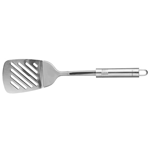 Fackelmann Schlitzwender 33 cm OVALGRIFF, praktischer Pfannenwender aus Edelstahl mit ergonomischem Griff, Küchenhelfer zum Kochen (Farbe: Silber), Menge: 1 Stück von FACKELMANN