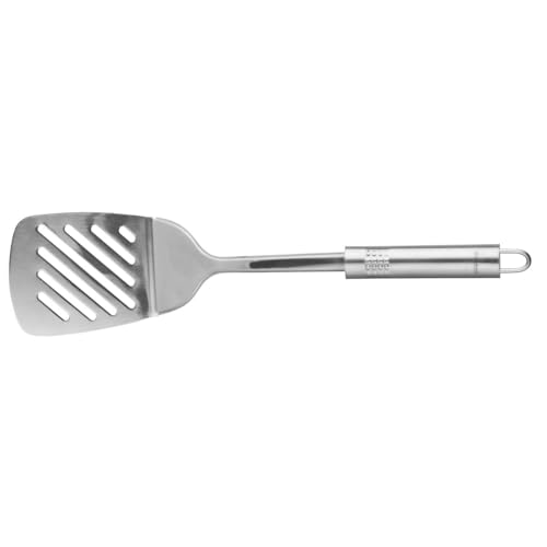 Fackelmann Schlitzwender 33 cm OVALGRIFF, praktischer Pfannenwender aus Edelstahl mit ergonomischem Griff, Küchenhelfer zum Kochen (Farbe: Silber), Menge: 1 Stück von FACKELMANN