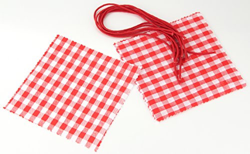 Fackelmann Schmuckdeckchen mit Kordel, Verzierung für Einmachgläser, Marmeladendeckchen aus Baumwolle (Farbe: Rot/Weiß), Menge: 6 Stück von FACKELMANN