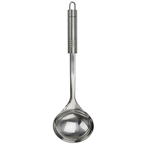 Fackelmann Schöpflöffel 32 cm OVALGRIFF, praktische Suppenkelle aus Edelstahl, mit ergonomischem Griff (Farbe: Silber), Menge: 1 Stück von FACKELMANN