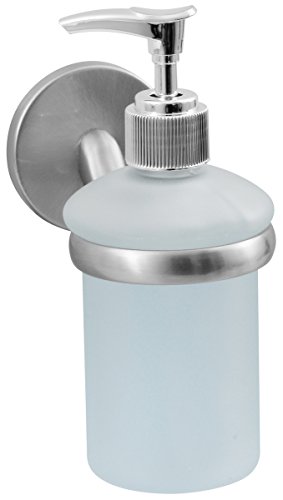 Fackelmann Seifenspender FUSION, Behälter für Flüssigseife, Seifenbevorrater mit vernickelter Wandhalterung (Farbe: Silber/Milchig), Menge: 1 Stück von FACKELMANN