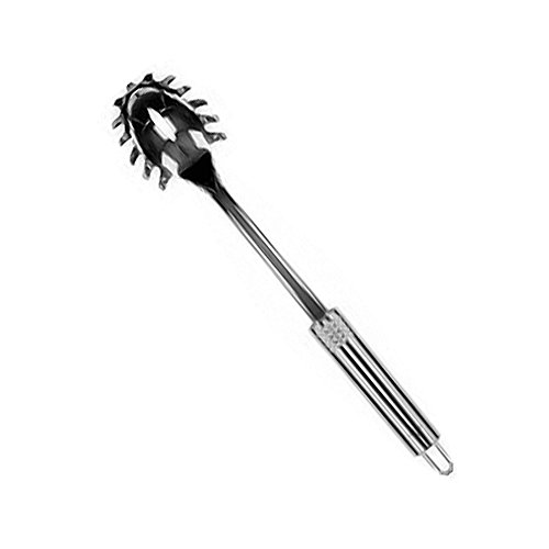 Fackelmann Spaghettilöffel 32 cm OVALGRIFF, Nudellöffel aus Edelstahl, Küchenhelfer mit ergonomischen Griff (Farbe: Silber), Menge: 1 Stück von FACKELMANN