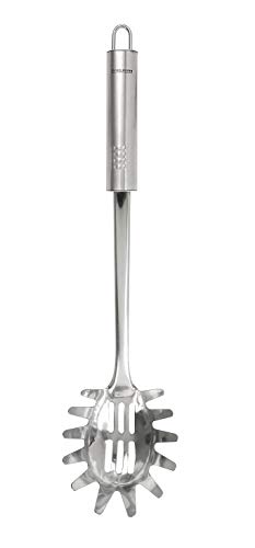 Fackelmann Spaghettilöffel 32 cm OVALGRIFF, Nudellöffel aus Edelstahl, Küchenhelfer mit ergonomischen Griff (Farbe: Silber), Menge: 1 Stück von FACKELMANN