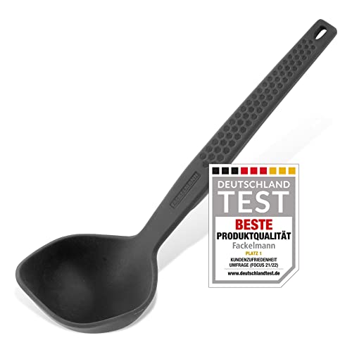 Fackelmann Statement Schöpflöffel mit Lift-Up-Funktion – Schöpfkelle mit ergonomischem Griff – Geeignet für beschichtete Töpfe und Pfannen – ca. 28,5 x 8,5 x 7,5 cm, Grau von FACKELMANN